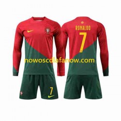 Koszulka Reprezentacja Portugalii Ronaldo 7 Dziecięca Domowy Komplet World Cup 2022 Długie Rękawy