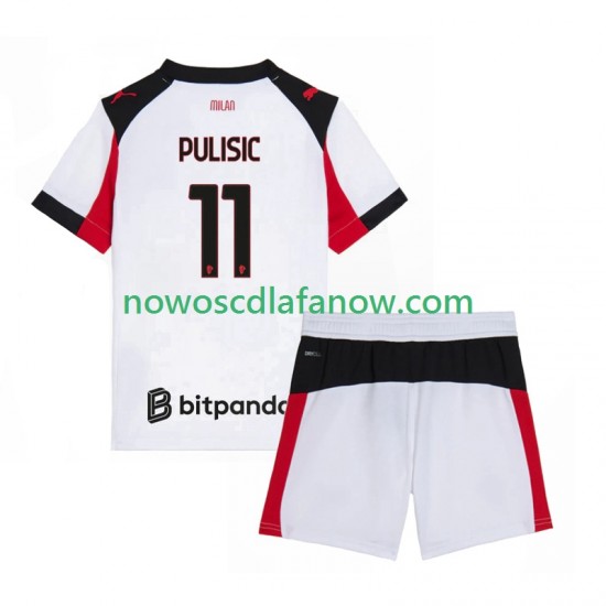 Koszulka AC Milan Christian Pulisic 11 Dziecięca Wyjazdowy Komplet 2025-2026 Krótkie Rękawy