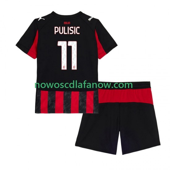 Koszulka AC Milan Christian Pulisic 11 Dziecięca Domowy Komplet 2025-2026 Krótkie Rękawy
