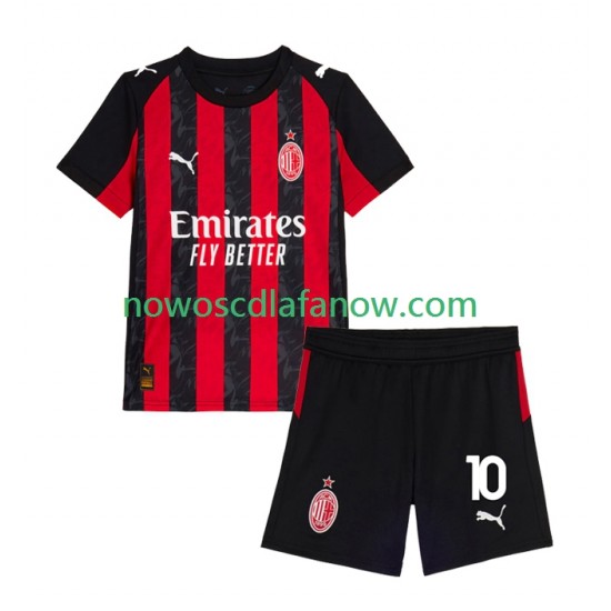 Koszulka AC Milan Rafael Leao 10 Dziecięca Domowy Komplet 2025-2026 Krótkie Rękawy