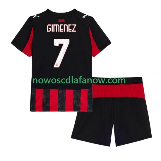 Koszulka AC Milan Santiago Gimenez 7 Dziecięca Domowy Komplet 2025-2026 Krótkie Rękawy