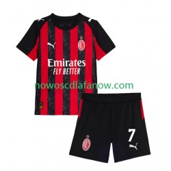 Koszulka AC Milan Santiago Gimenez 7 Dziecięca Domowy Komplet 2025-2026 Krótkie Rękawy