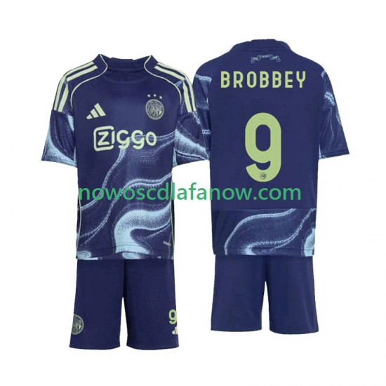 Koszulka AFC Ajax Brian Brobbey 9 Dziecięca Wyjazdowy Komplet 2025-2026 Krótkie Rękawy