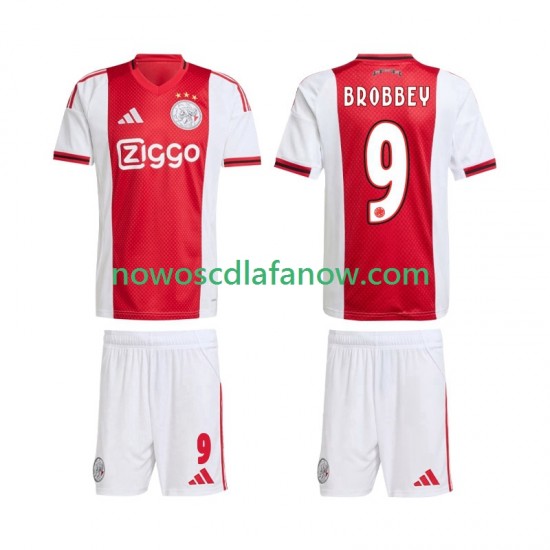 Koszulka AFC Ajax Brian Brobbey 9 Dziecięca Domowy Komplet 2025-2026 Krótkie Rękawy