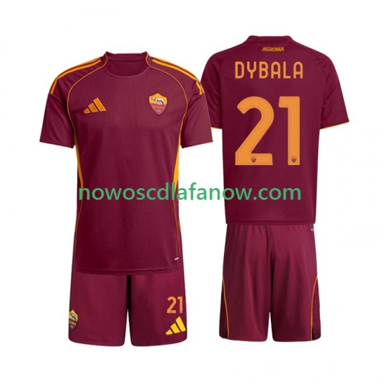 Koszulka AS Roma Dybala 21 Dziecięca Domowy Komplet 2025-2026 Krótkie Rękawy