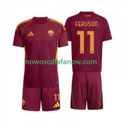 Koszulka AS Roma Evan Ferguson 11 Dziecięca Domowy Komplet 2025-2026 Krótkie Rękawy