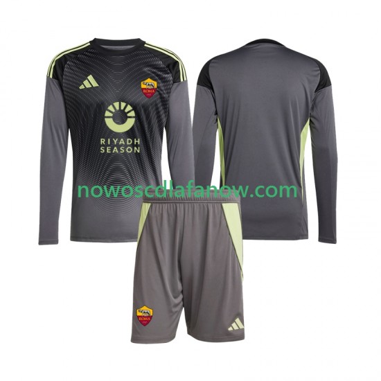 Koszulka AS Roma Bramkarskie Dziecięca Domowy Komplet 2025-2026 Długie Rękawy