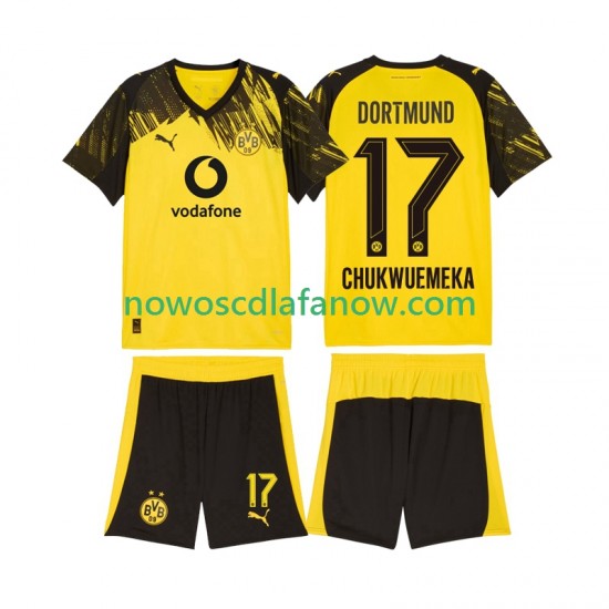 Koszulka Borussia Dortmund Carney Chukwuemeka 17 Dziecięca Domowy Komplet 2025-2026 Krótkie Rękawy