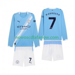 Koszulka Manchester City Omar Marmoush 7 Dziecięca Domowy Komplet 2025-2026 Długie Rękawy
