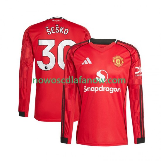 Koszulka Manchester United Benjamin Sesko 30 Męska Domowy Komplet 2025-2026 Długie Rękawy