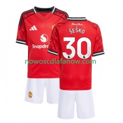 Koszulka Manchester United Benjamin Sesko 30 Dziecięca Domowy Komplet 2025-2026 Krótkie Rękawy