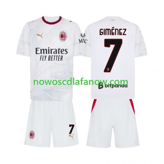 Koszulka AC Milan Gimenez 7 Dziecięca Wyjazdowy Komplet 2026-2027 Krótkie Rękawy