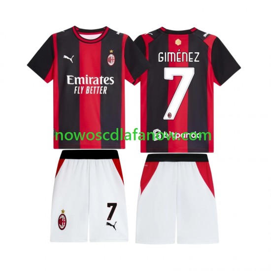 Koszulka AC Milan Gimenez 7 Dziecięca Domowy Komplet 2026-2027 Krótkie Rękawy