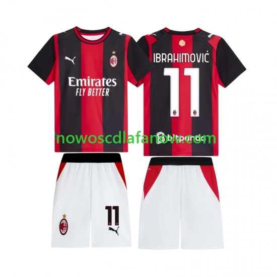 Koszulka AC Milan Ibrahimović 11 Dziecięca Domowy Komplet 2026-2027 Krótkie Rękawy