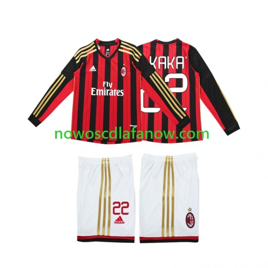 Koszulka AC Milan Kaka 22 2013 2014 Retro Dziecięca Domowy Komplet Długie Rękawy