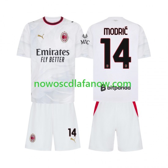 Koszulka AC Milan Modrić Luka 14 Dziecięca Wyjazdowy Komplet 2026-2027 Krótkie Rękawy