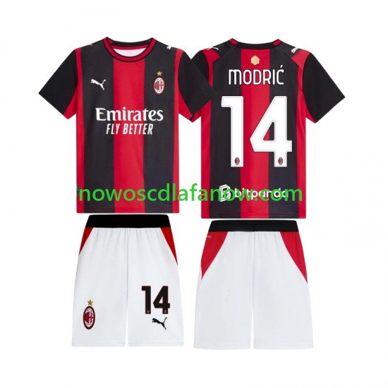Koszulka AC Milan Modrić Luka 14 Dziecięca Domowy Komplet 2026-2027 Krótkie Rękawy