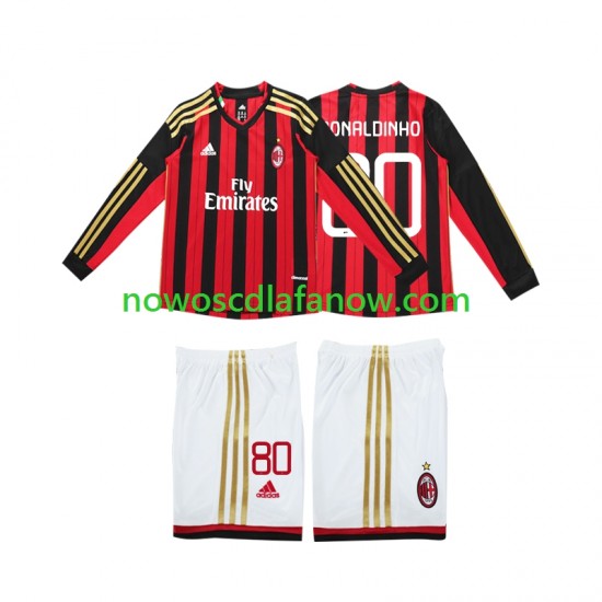 Koszulka AC Milan RONALDINHO 80 2013 2014 Retro Dziecięca Domowy Komplet Długie Rękawy