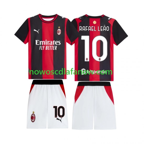 Koszulka AC Milan Rafael Leao 10 Dziecięca Domowy Komplet 2026-2027 Krótkie Rękawy