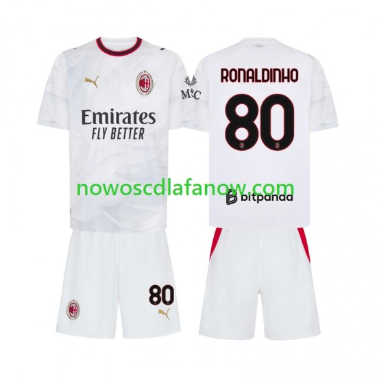 Koszulka AC Milan Ronaldinho 80 Dziecięca Wyjazdowy Komplet 2026-2027 Krótkie Rękawy