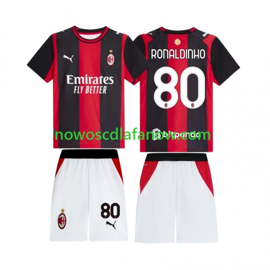 Koszulka AC Milan Ronaldinho 80 Dziecięca Domowy Komplet 2026-2027 Krótkie Rękawy