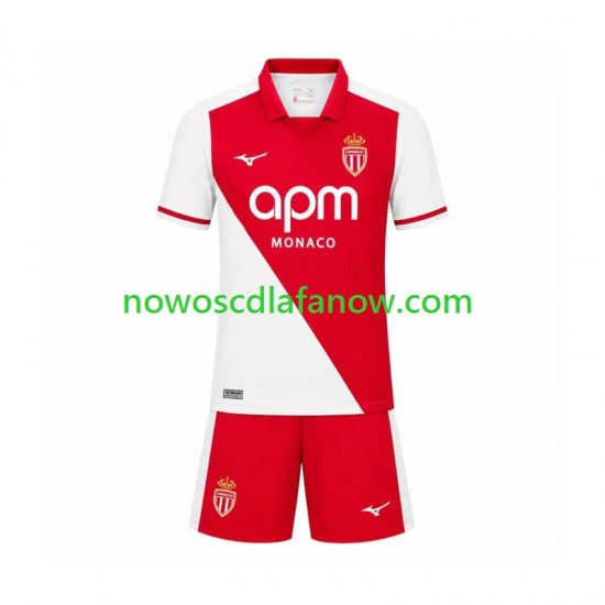 Koszulka AS Monaco Dziecięca Domowy Komplet 2026-2027 Krótkie Rękawy