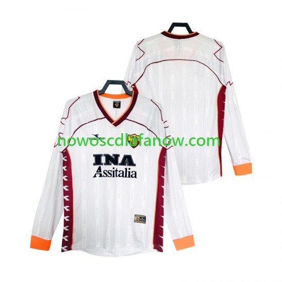 Koszulka AS Roma 2000 Retro Męska Wyjazdowy Komplet 1999 Długie Rękawy