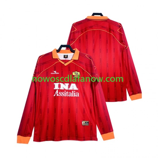 Koszulka AS Roma 2000 Retro Męska Domowy Komplet 1999 Długie Rękawy
