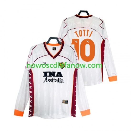 Koszulka AS Roma Totti 10 2000 Retro Męska Wyjazdowy Komplet 1999 Długie Rękawy