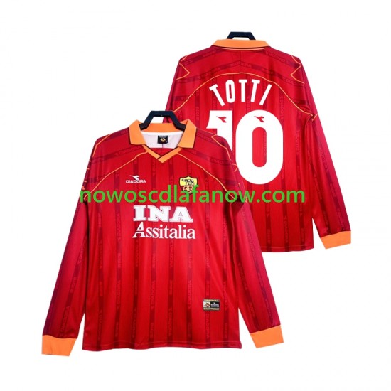 Koszulka AS Roma Totti 10 2000 Retro Męska Domowy Komplet 1999 Długie Rękawy