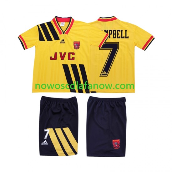 Koszulka Arsenal CAMPBELL 7 1993 Retro Dziecięca Wyjazdowy Komplet 1994 Krótkie Rękawy