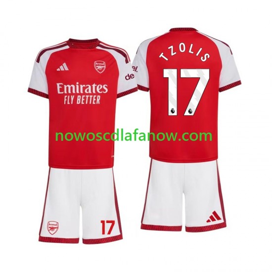 Koszulka Arsenal Christos Tzolis 17 Dziecięca Domowy Komplet 2026-2027 Krótkie Rękawy