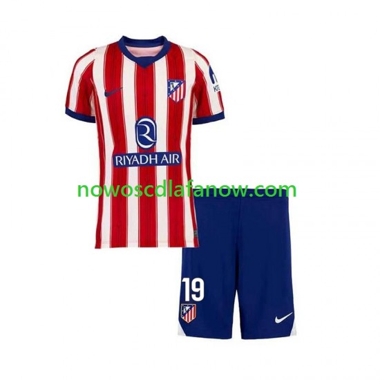 Koszulka Atlético Madryt Julian Alvarez 19 Dziecięca Domowy Komplet 2026-2027 Krótkie Rękawy