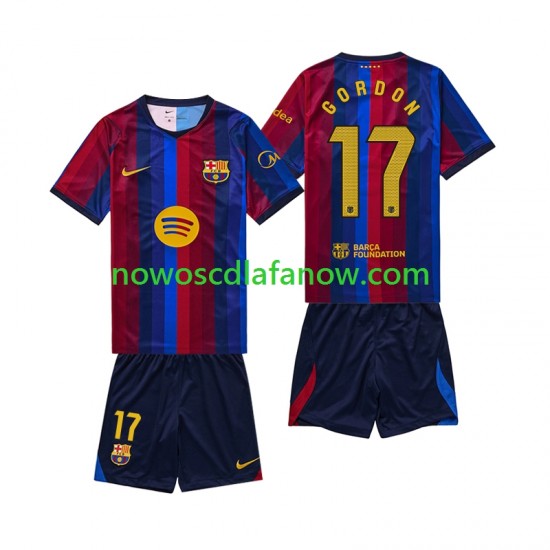 Koszulka FC Barcelona Anthony Gordon 17 Dziecięca Domowy Komplet 2026-2027 Krótkie Rękawy
