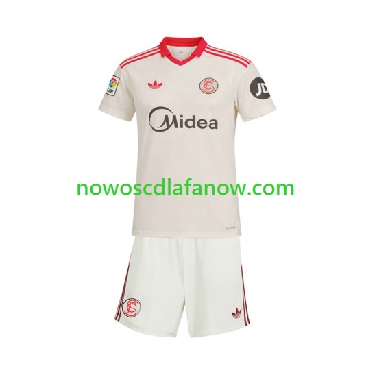Koszulka Sevilla FC Retro Dziecięca Domowy Komplet 2025-2026 Krótkie Rękawy