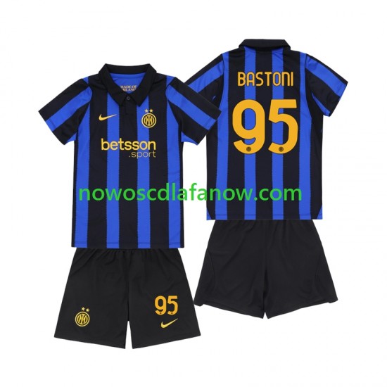 Koszulka Inter Mediolan Alessandro Bastoni 95 Dziecięca Domowy Komplet 2026-2027 Krótkie Rękawy