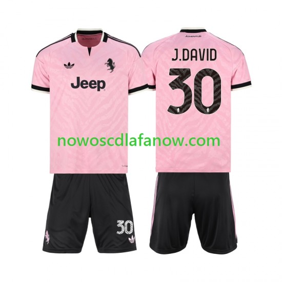 Koszulka Juventus Jonathan David 30 Dziecięca Wyjazdowy Komplet 2026-2027 Krótkie Rękawy