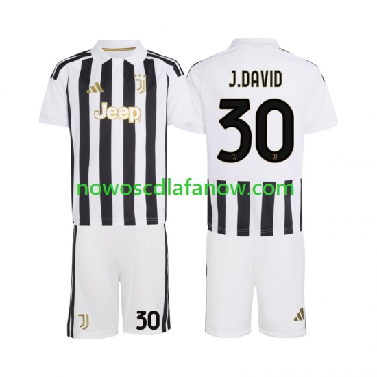 Koszulka Juventus Jonathan David 30 Dziecięca Domowy Komplet 2026-2027 Krótkie Rękawy