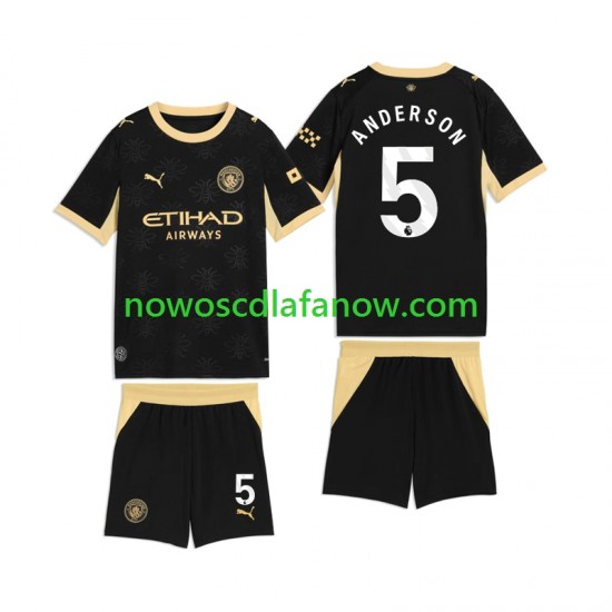 Koszulka Manchester City Elliot Anderson 5 Dziecięca Wyjazdowy Komplet 2026-2027 Krótkie Rękawy