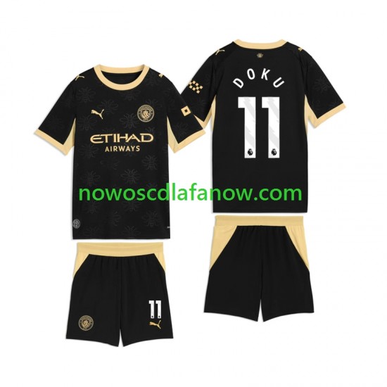 Koszulka Manchester City Jeremy Doku 11 Dziecięca Wyjazdowy Komplet 2026-2027 Krótkie Rękawy