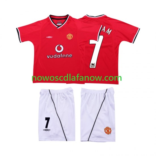 Koszulka Manchester United BECKHAM 7 2000 Retro Dziecięca Domowy Komplet 2002 Krótkie Rękawy