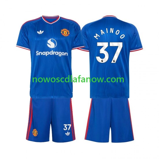 Koszulka Manchester United Kobbie Mainoo 37 Dziecięca Wyjazdowy Komplet 2026-2027 Krótkie Rękawy