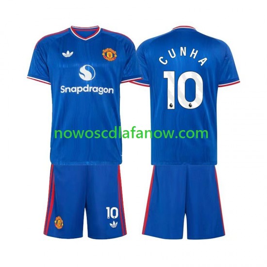 Koszulka Manchester United Matheus Cunha 10 Dziecięca Wyjazdowy Komplet 2026-2027 Krótkie Rękawy
