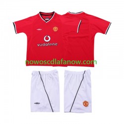 Koszulka Manchester United 2000 Retro Dziecięca Domowy Komplet 2002 Krótkie Rękawy