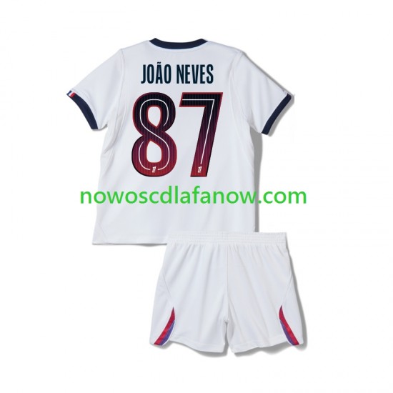 Koszulka Paris Saint-Germain Joao Neves 87 Dziecięca Wyjazdowy Komplet 2026-2027 Krótkie Rękawy