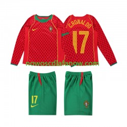 Koszulka Reprezentacja Portugalii Cristiano Ronaldo 17 Retro Dziecięca Domowy Komplet 2004 Długie Rękawy