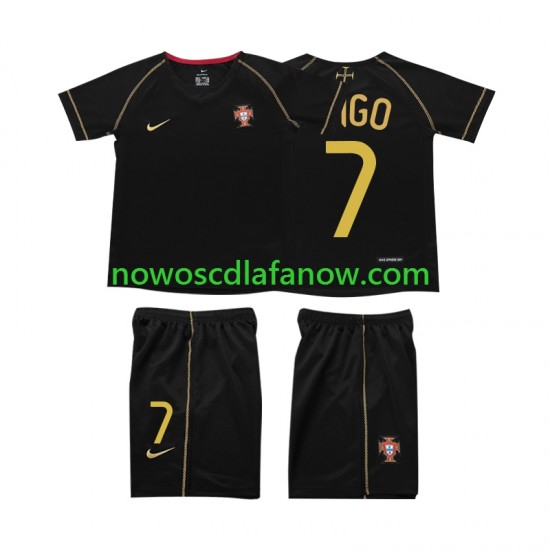 Koszulka Reprezentacja Portugalii FIGO 7 Retro Dziecięca Wyjazdowy Komplet 2006 Krótkie Rękawy