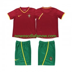 Koszulka Reprezentacja Portugalii Retro Dziecięca Domowy Komplet 2002 Krótkie Rękawy