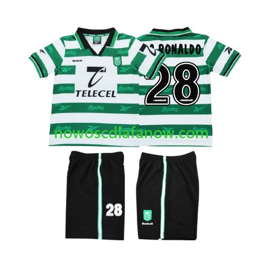 Koszulka Sporting CP Cristiano Ronaldo 28 2000 Retro Dziecięca Domowy Komplet 1999 Krótkie Rękawy