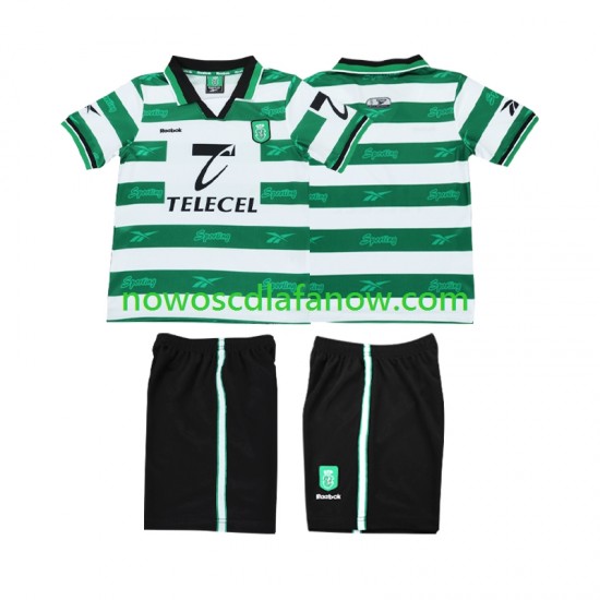 Koszulka Sporting CP 2000 Retro Dziecięca Domowy Komplet 1999 Krótkie Rękawy